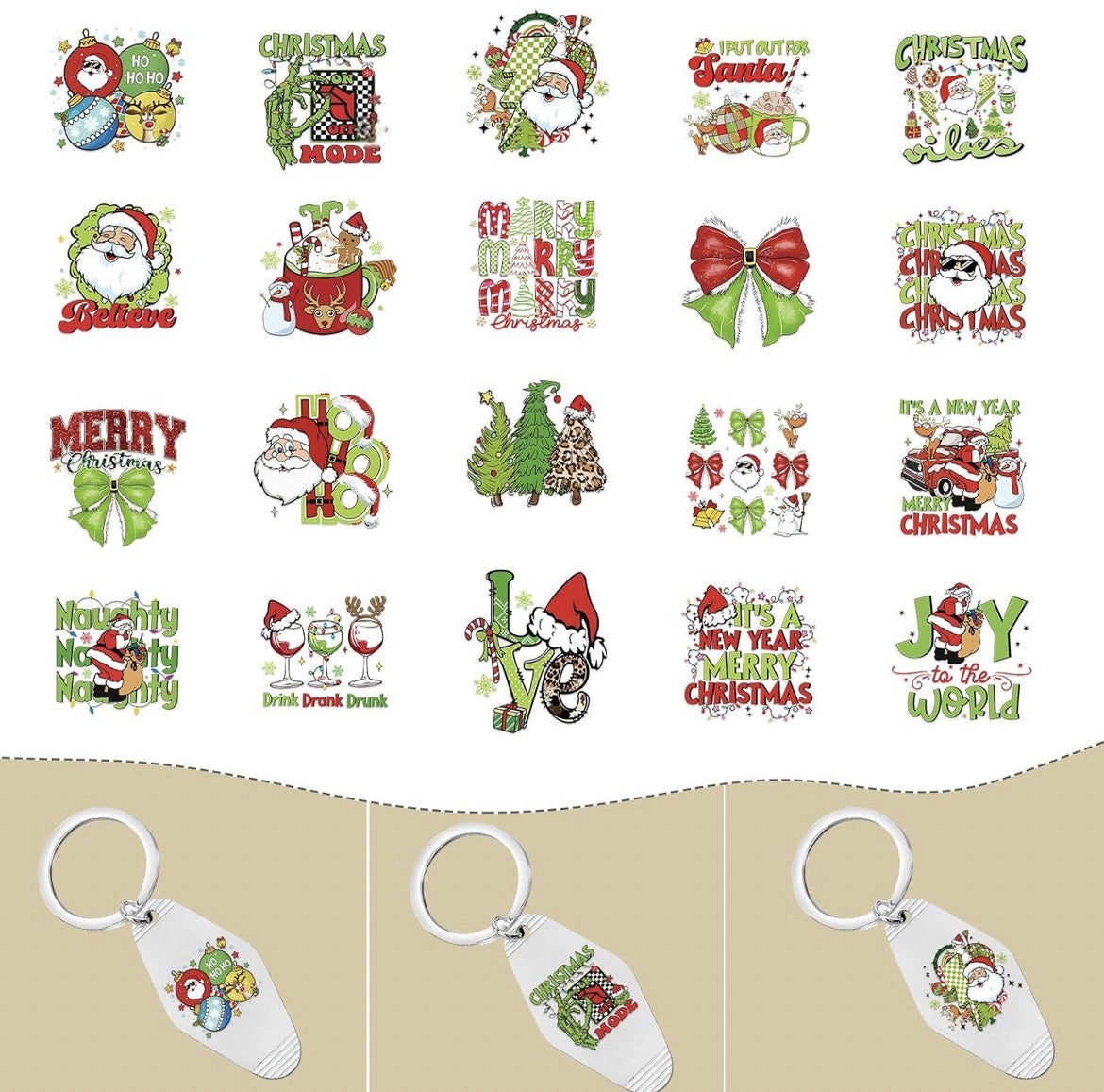 🎅 Classic Christmas Charm Keychains 🎀❤️💚