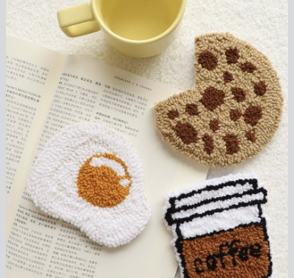 Brunch & Stitch: Breakfast Punch Needle Coasters 🥑☕🍪