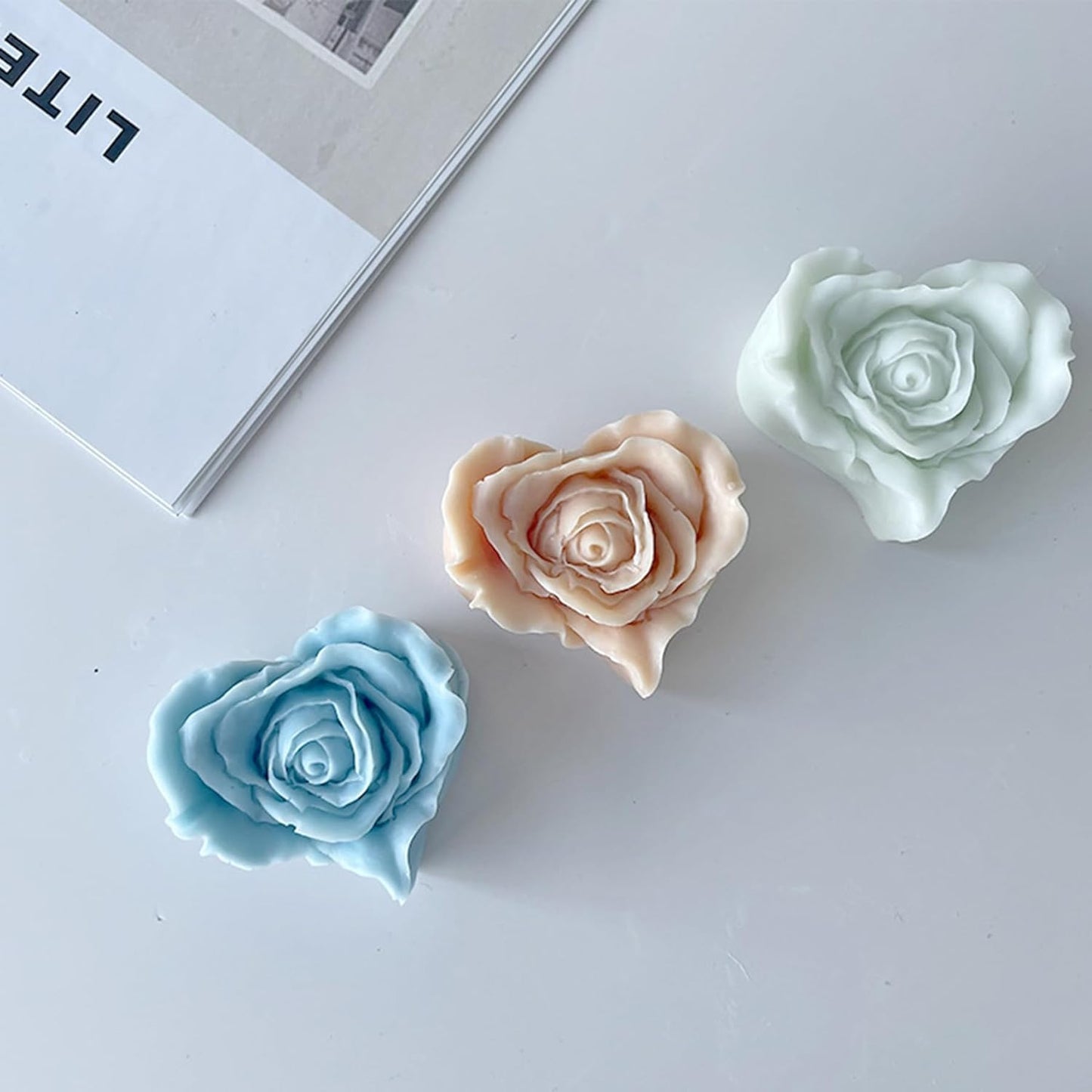 Rose Flower Heart Candle Mold