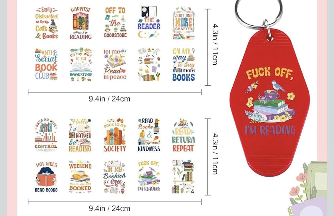 Book Lover Society keychain designs 📚❤️
