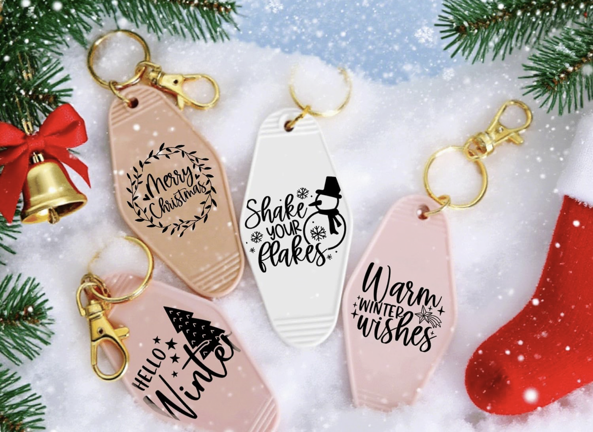 ❄️Black Ice Christmas Quote Keychains 🖤