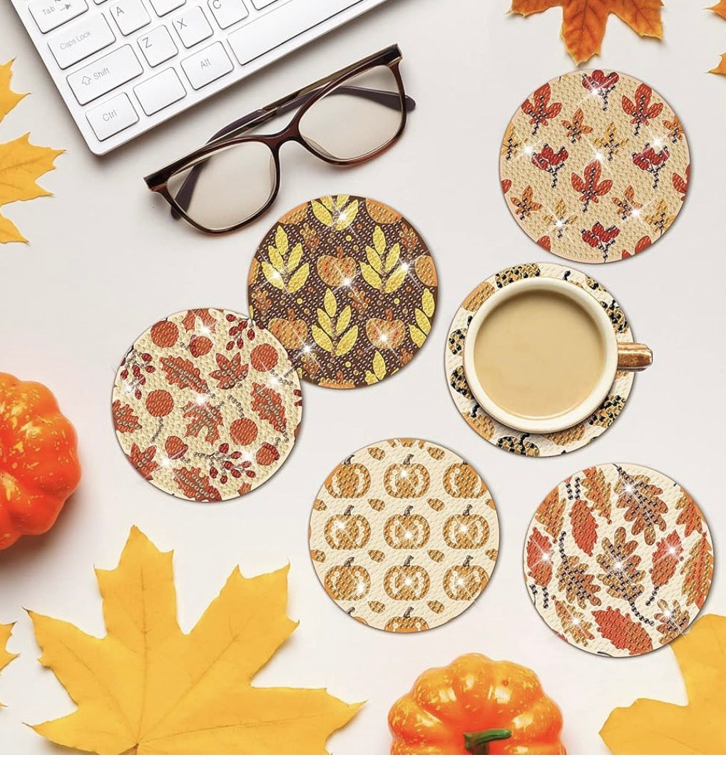 Harvest Sparkle: 8-Pack Fall Diamond Coasters 🍂💎🎃