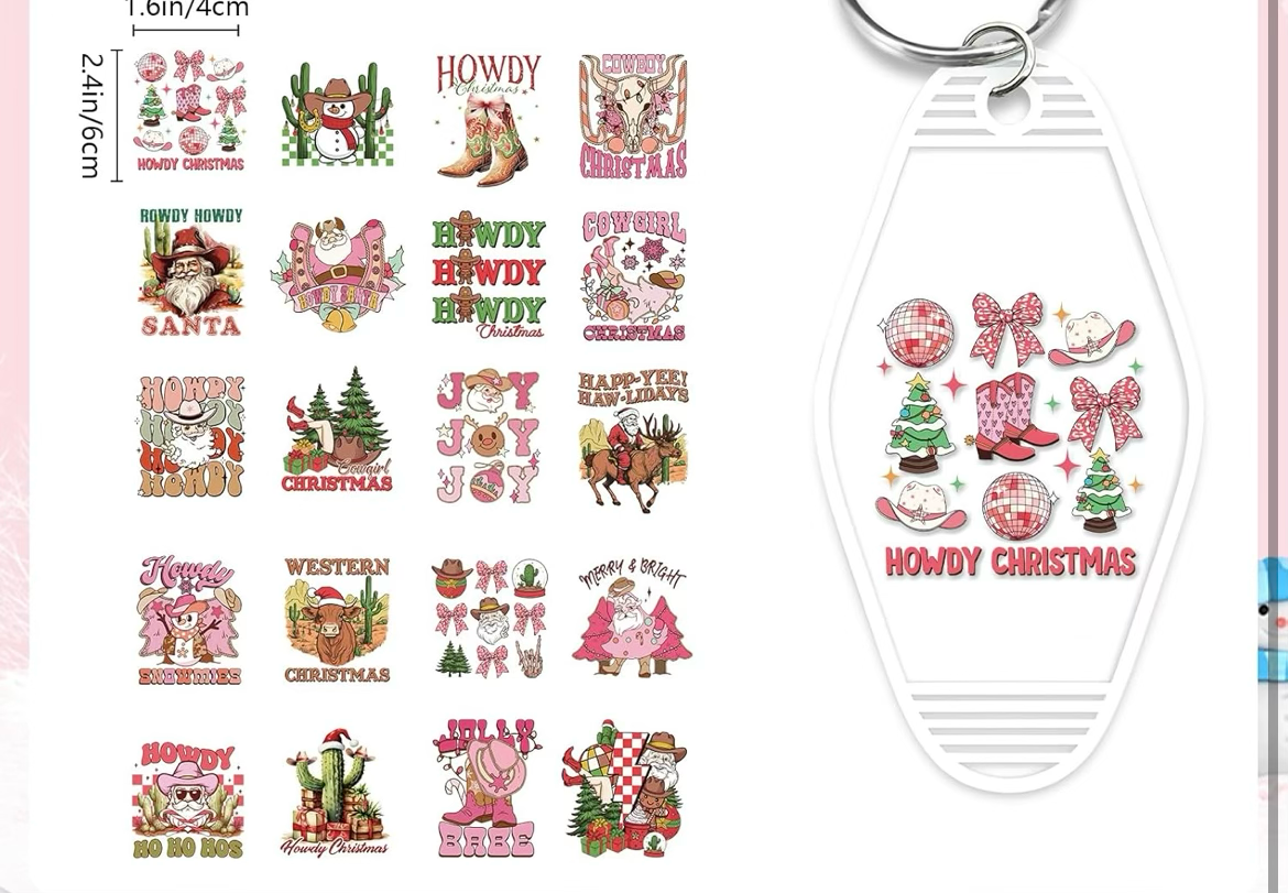 “Howdy” Christmas Keychain Designs 🎄💗🤠