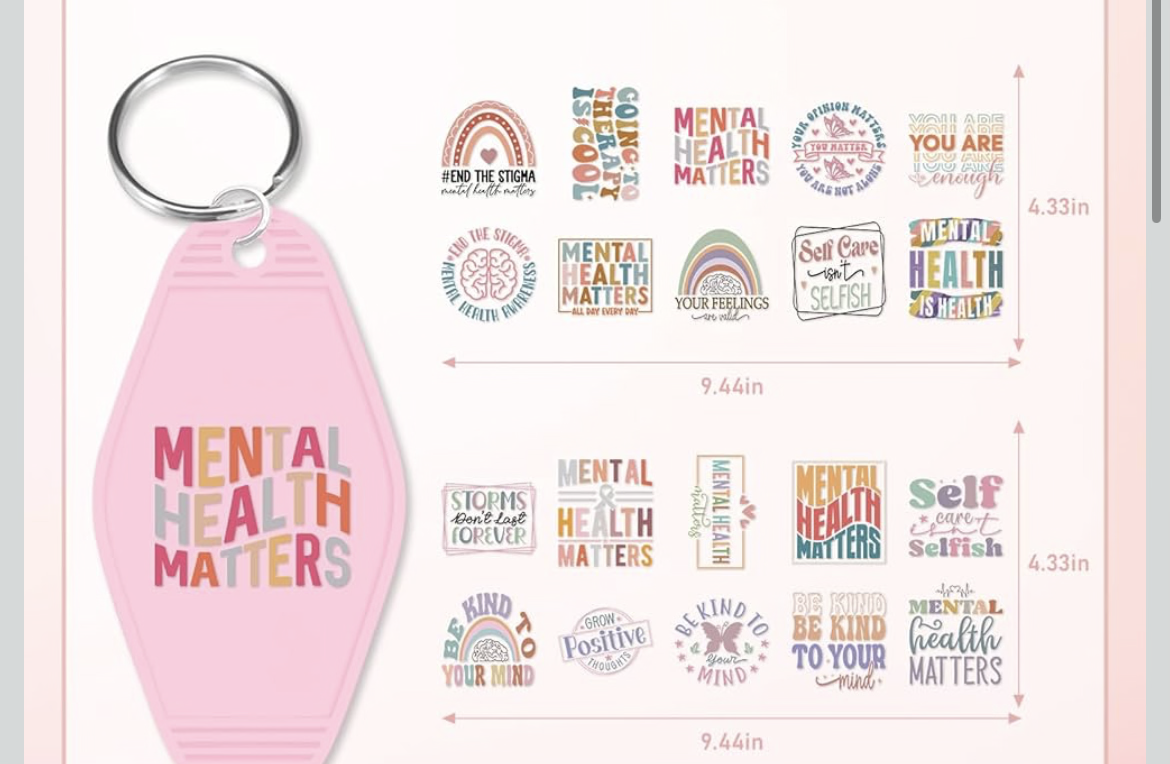 “Mental Health Matters” keychain designs 💞