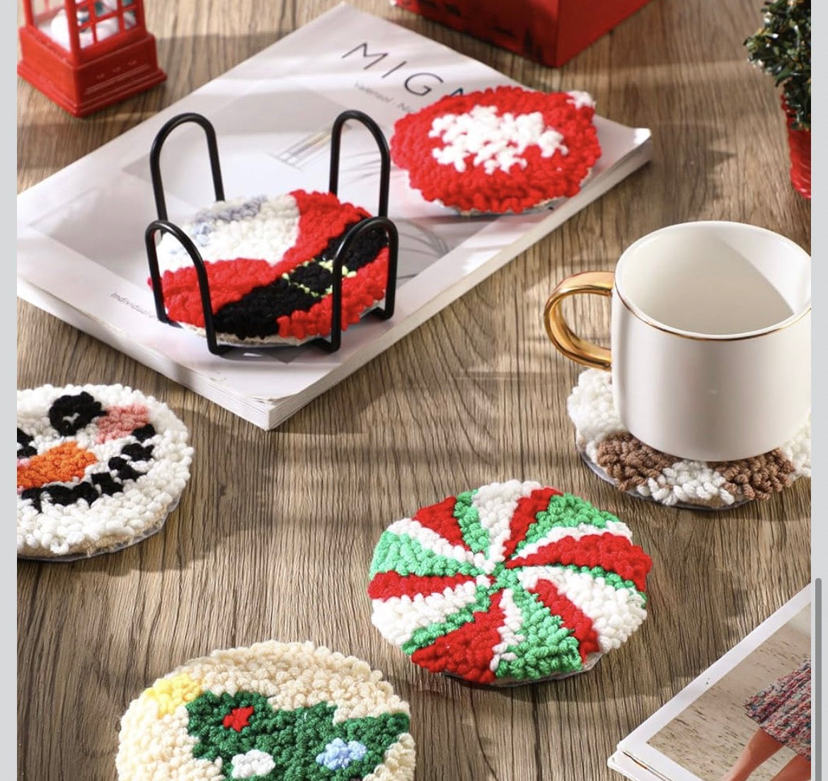 Jingle & Stitch: Christmas Punch Needle Coasters 🔔☃️🎄