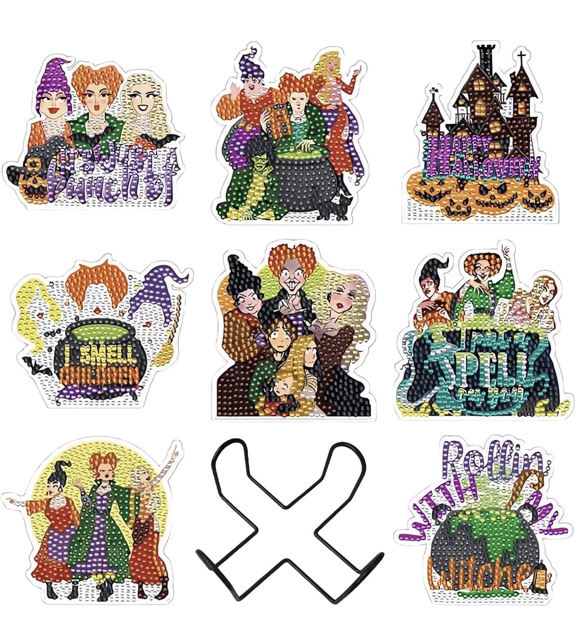 🧙♀️ Hocus & Sparkle: 8-Piece Halloween Diamond Coaster Collection 💎🎃