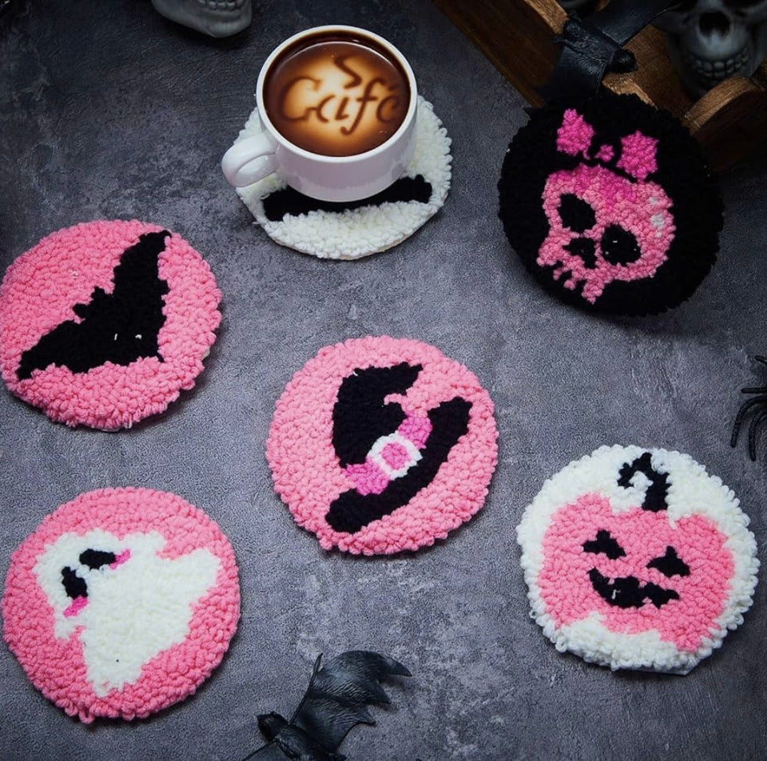 “Pink Halloween Coaster” designs 🎀👻🖤