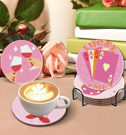 🩷 Timeless Pink: 9-Piece Vintage Sparkle Coasters 💎🌸