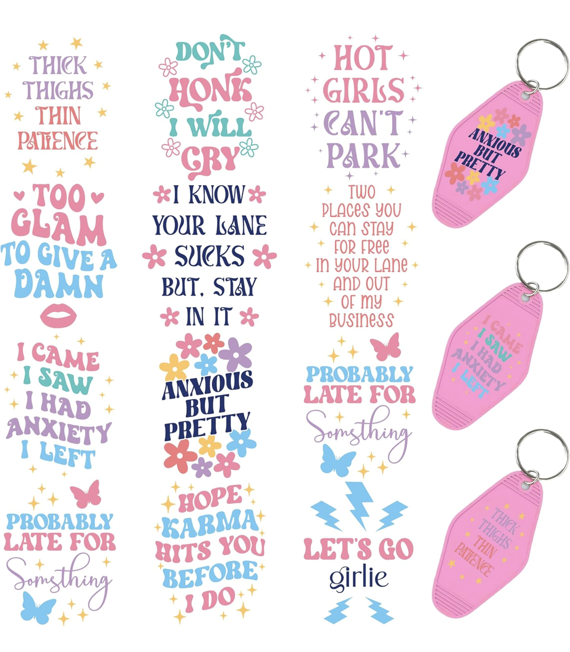 “Let’s Go Girlie” keychain designs 💖✨
