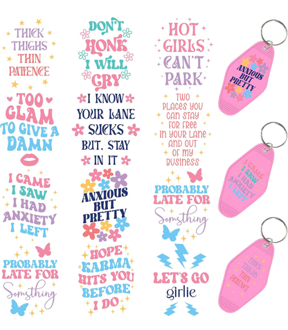 “Let’s Go Girlie” keychain designs 💖✨