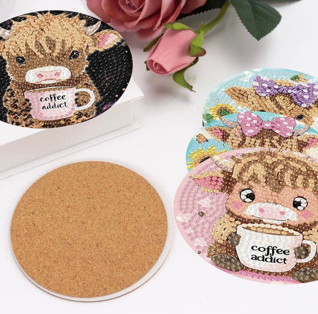 Cuddle Herd: 8-Pack Cute Highland Cow Coasters 🐮🍂💎