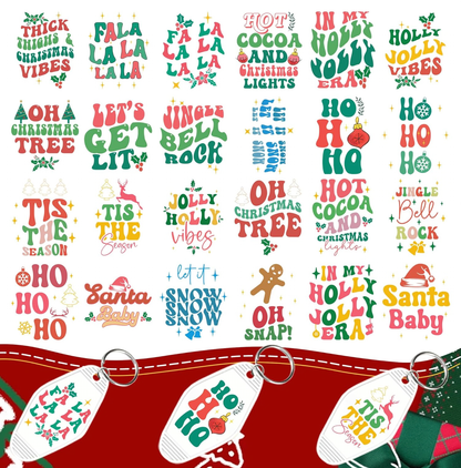Jolly Holly Christmas Vibes keychain designs 🎄💚