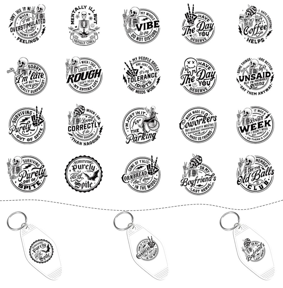 Emotional Support Skull keychains 💀