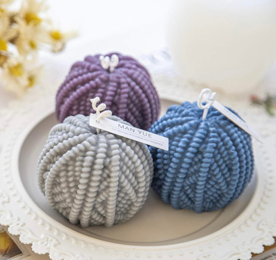 Knit Wool Sphere Candle 🧶🕯️
