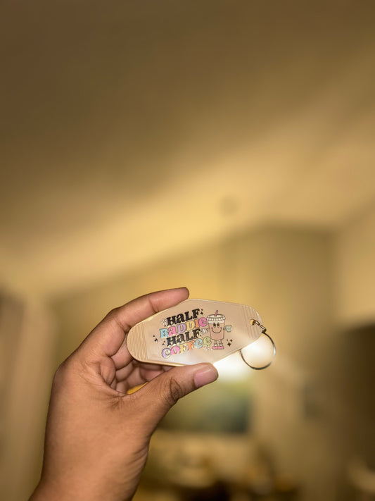 Half Baddie Half Coffee Motel Keychain