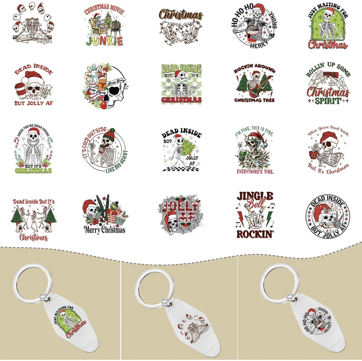 🎄🖤 Dead Inside But Festive Keychain Collection 💀✨