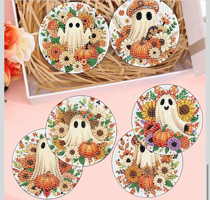 🎃 Spook & Sparkle: 8-Piece Halloween Diamond Coaster Collection 💎🕸️