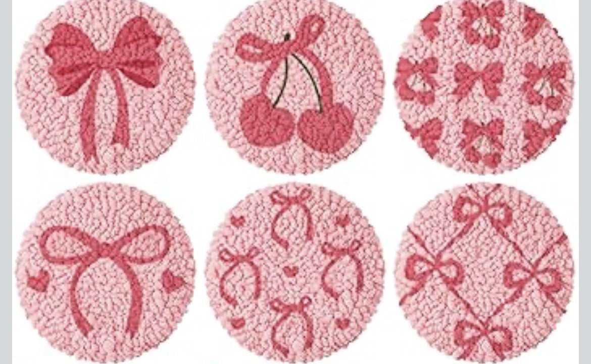 Blush & Bow: 6-Pack Cozy Punch Needle Coasters 🎀✨