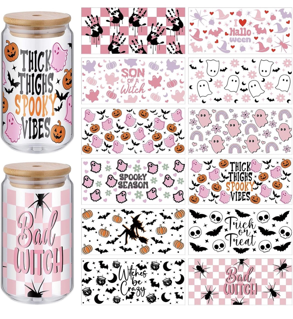 🎀 Pretty & Spooky: Pink Halloween Tumbler Wrap Collection 👻🕷️