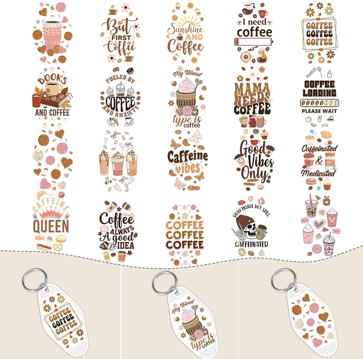 “Coffee Vibes” Keychain designs ☕️🤎