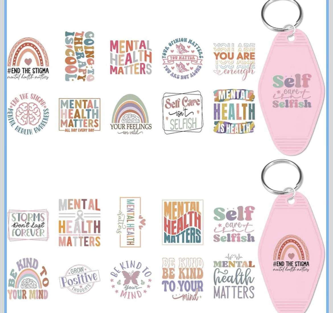 “Mental Health Matters” keychain designs 💞
