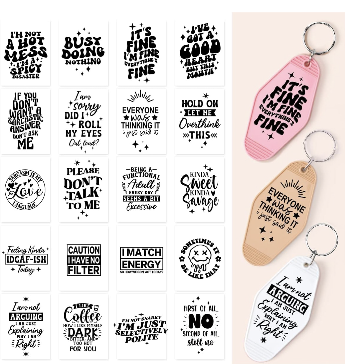 Sarcasm Keychain Designs (pt. 2) ✨🖤