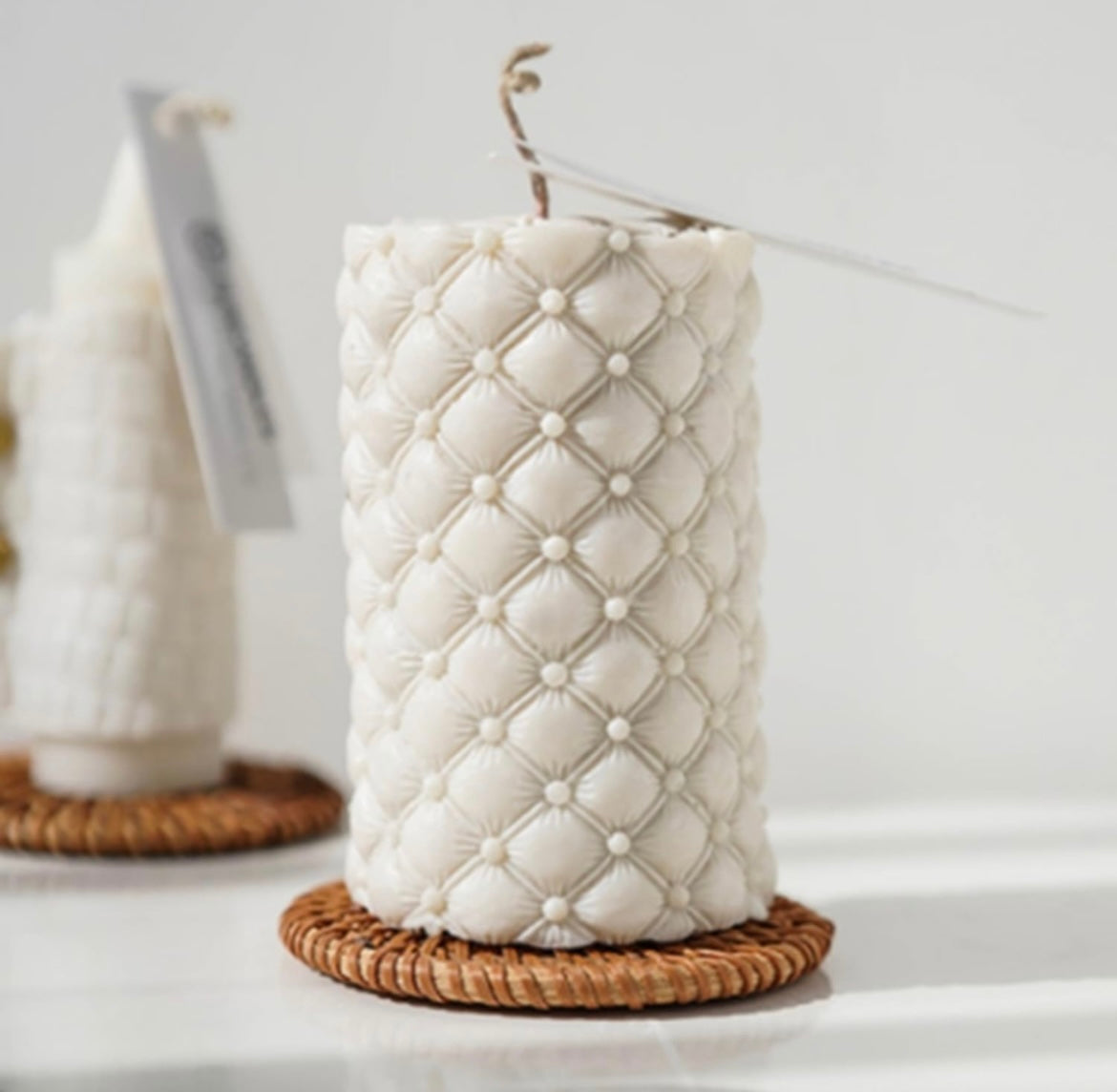 Leather Grain Pillar Candle 🕯️