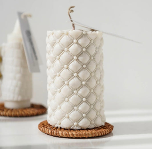 Leather Grain Pillar Candle 🕯️