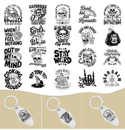 “Dead but…” keychain designs ☠️🖤