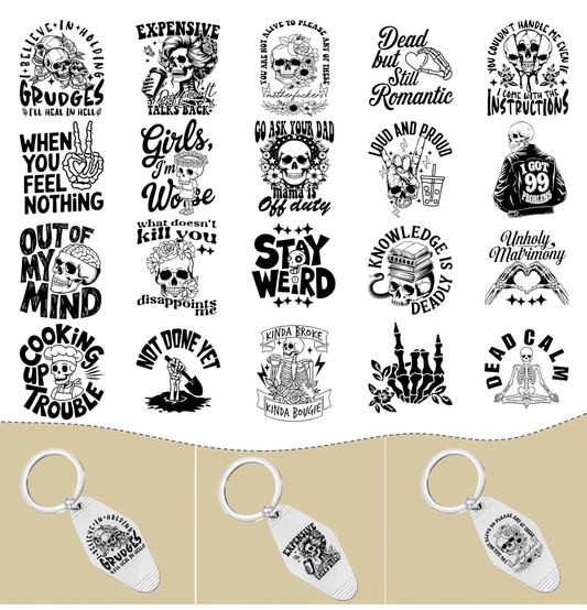 “Dead but…” keychain designs ☠️🖤
