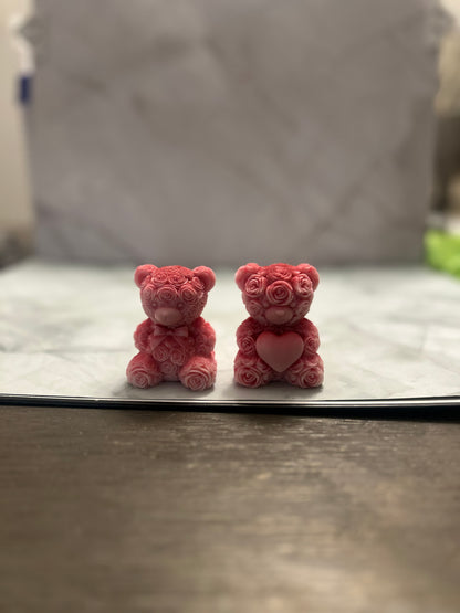 2 piece rose bear candles 🌹🧸🕯️