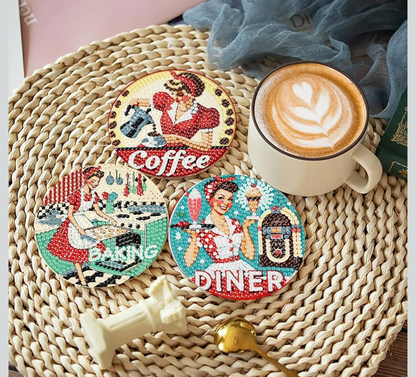 💋 Domestic Diva: 8-Piece Retro Housewife Coaster Set 💎🧽