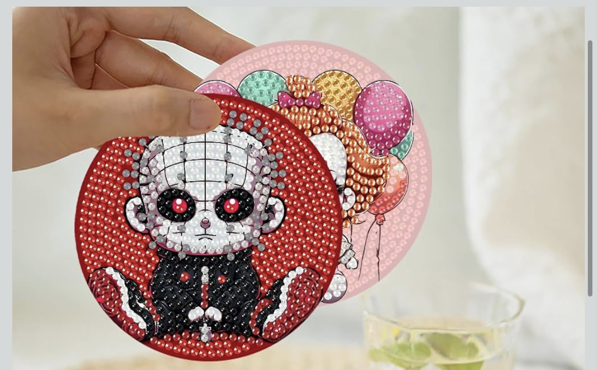 🔪💎🎃 Killer Cuteness: 8-Piece Horror Diamond Coaster Collection ✨🩸