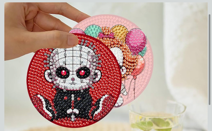🔪💎🎃 Killer Cuteness: 8-Piece Horror Diamond Coaster Collection ✨🩸