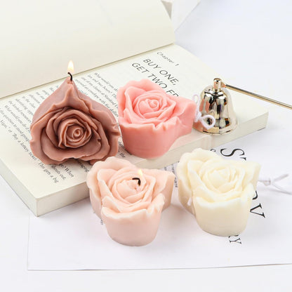 Rose Flower Heart Candle Mold