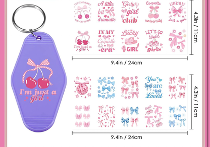 I’m Just a Girl keychain designs 🎀