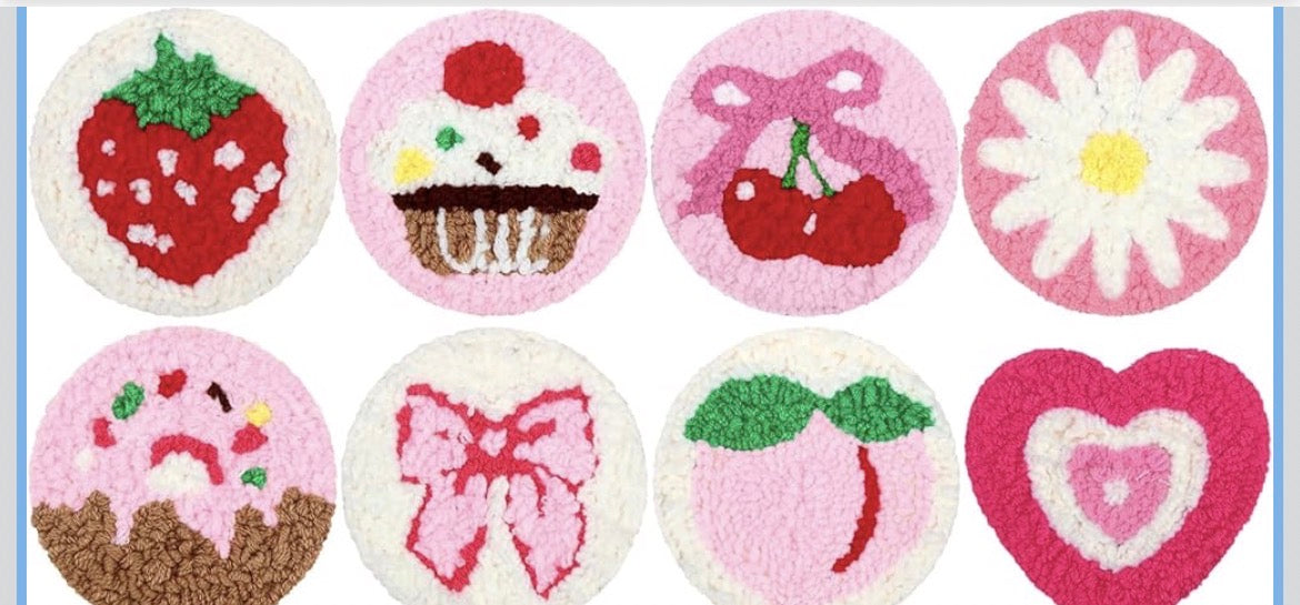 Sugar & Stitch: Pink Dessert Coaster Set 🍩🍓✨