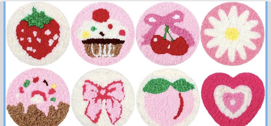 Sugar & Stitch: Pink Dessert Coaster Set 🍩🍓✨