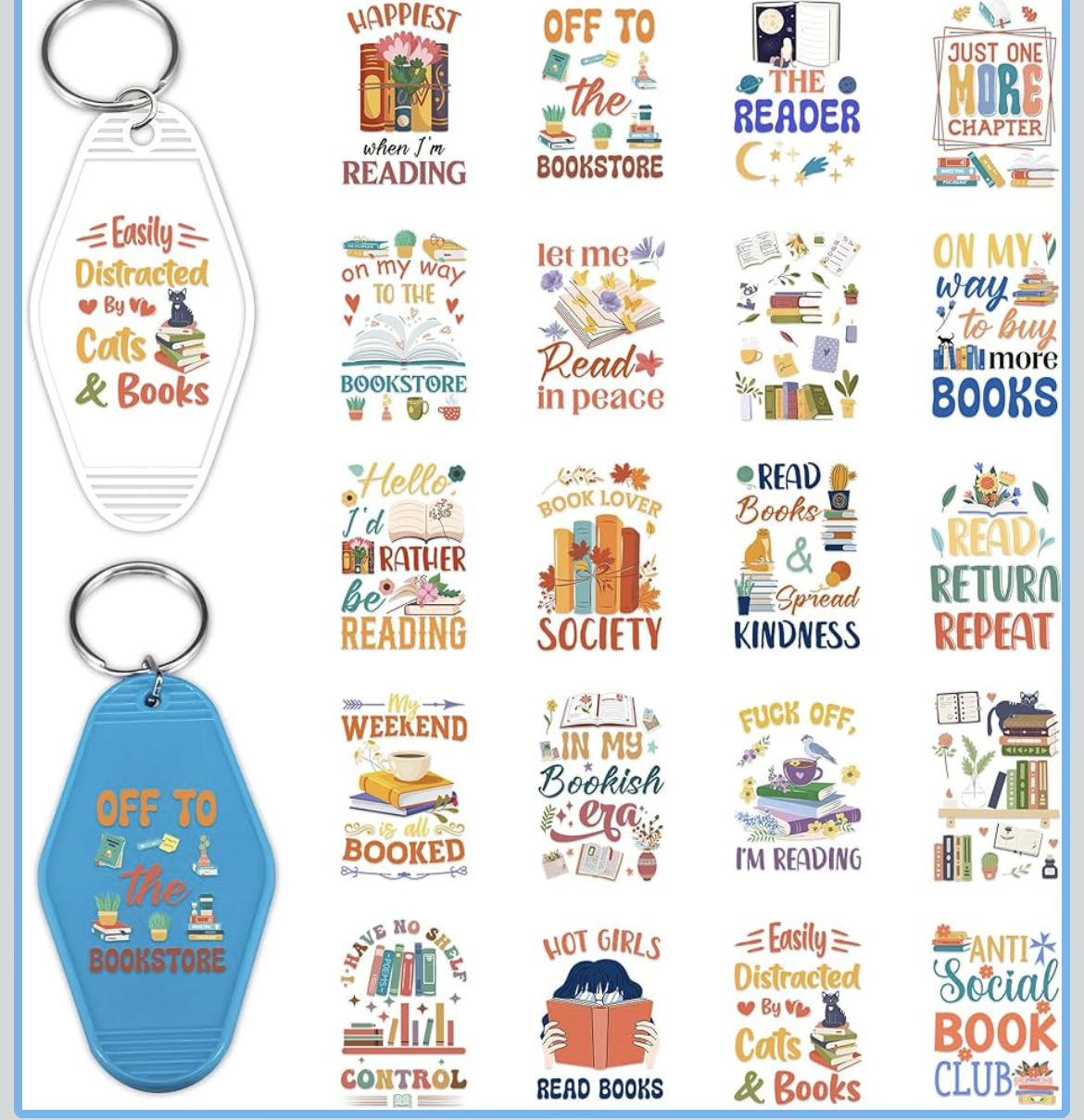 Book Lover Society keychain designs 📚❤️