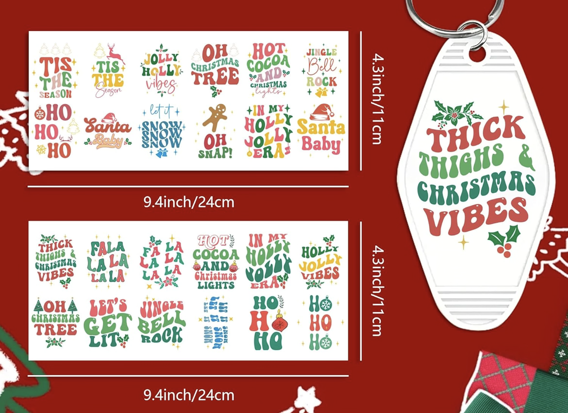 Jolly Holly Christmas Vibes keychain designs 🎄💚