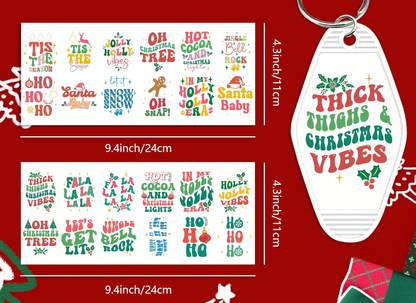 Jolly Holly Christmas Vibes keychain designs 🎄💚