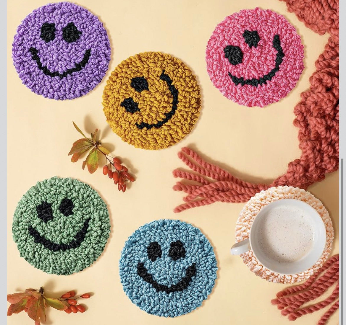 “Smiley Coaster” designs 😊💗✨