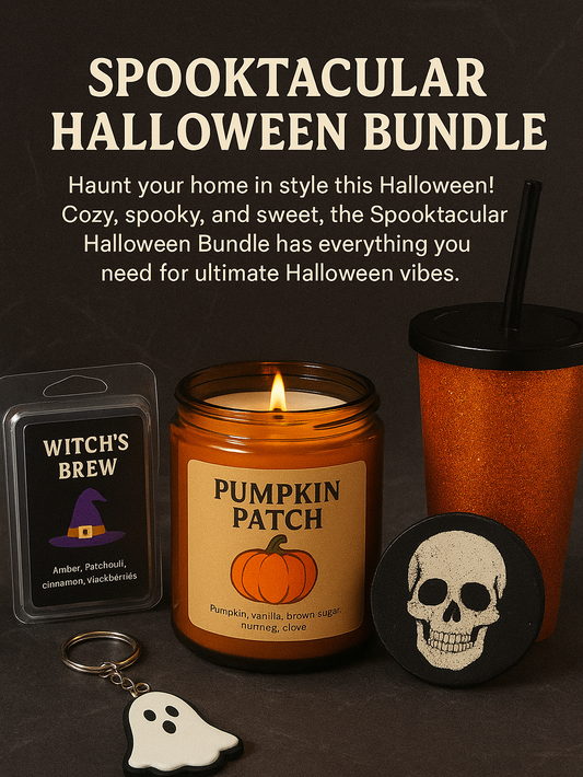 Spooktacular Halloween Bundle 🎃💀 | Candle + Wax Melt + Spooky Coaster + Keychain/Tumbler
