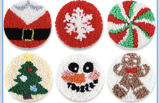 Jingle & Stitch: Christmas Punch Needle Coasters 🔔☃️🎄