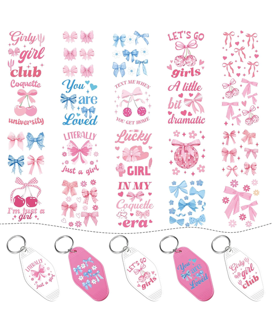 I’m Just a Girl keychain designs 🎀