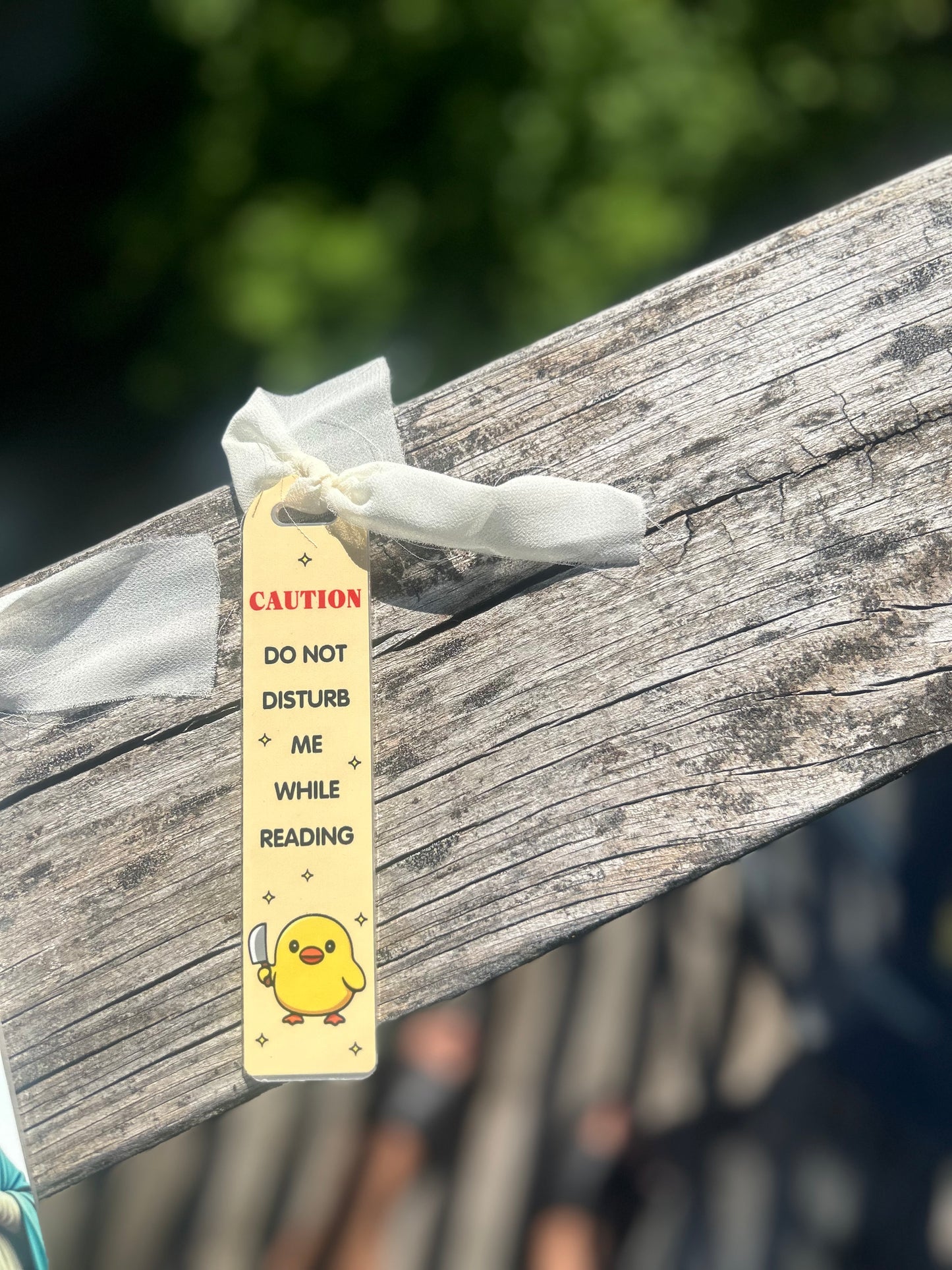 “CAUTION: do not disturb me while I’m reading” bookmark 🐥🔪