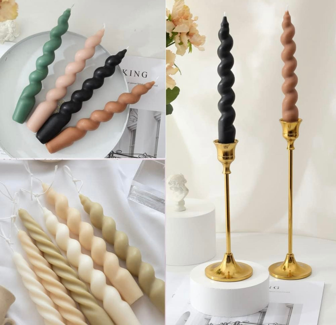 2 piece long twisted pillar candles set 🕯️
