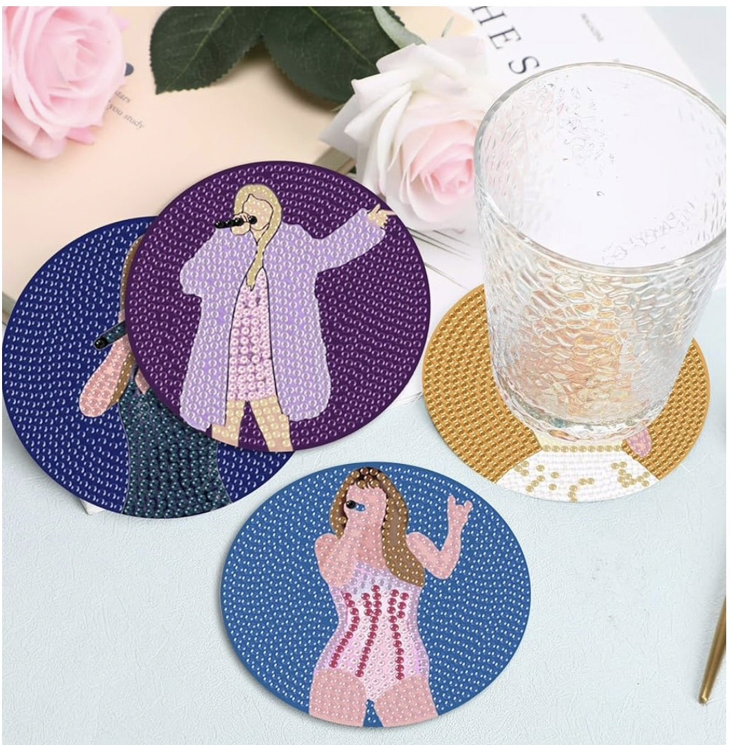 🎶 Pop & Sparkle: 8-Piece Taylor Swift Diamond Coaster Collection 💎✨