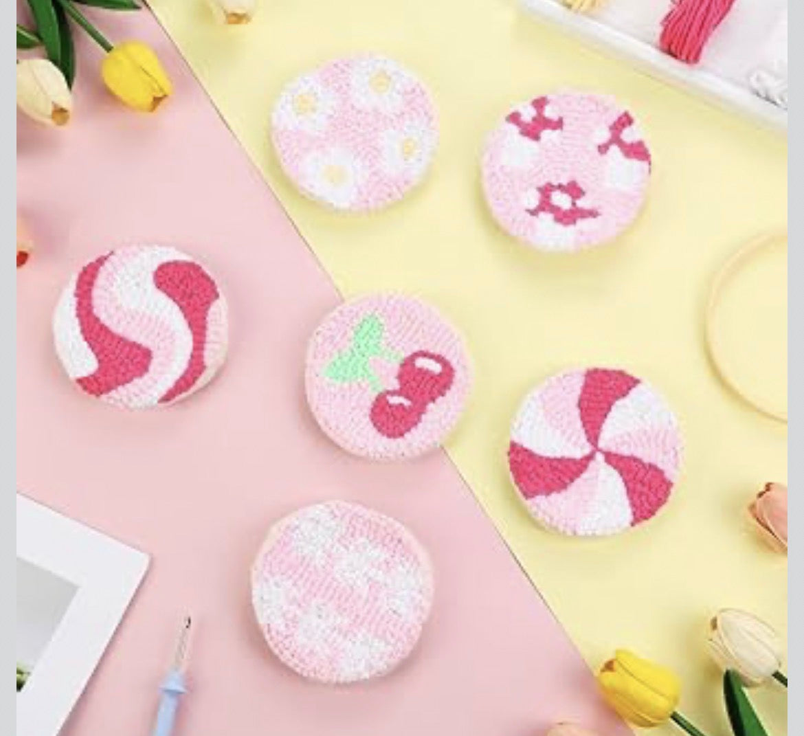 🍭 Candy Stitch Coasters