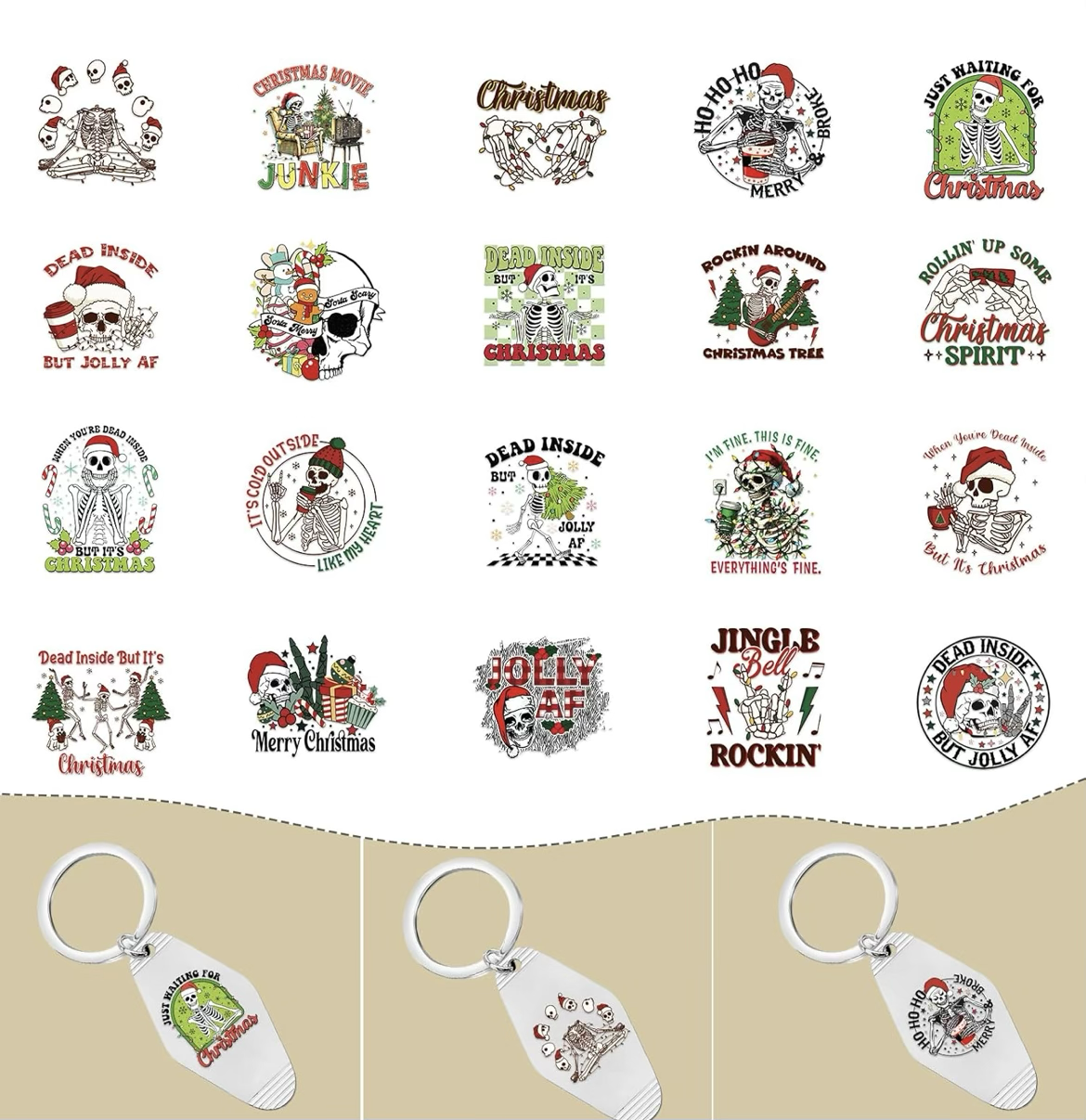 Spooky Christmas Keychain Designs 🌲🎄💀